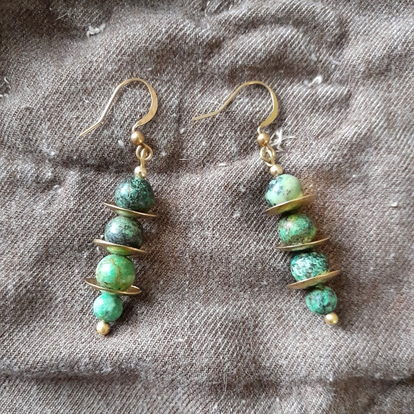 SOLD! African Turqoise 'Saucer' Earrings - Picture 2 of 3